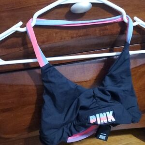 PINK Black Sports Bra with Colorful Straps